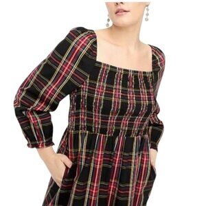 Jcrew Plaid Midi Dress with Square Neckline